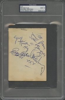 “The Beatles” Multi-Signed and Encapsulated 4 x 6 Album Page – Featuring All Four Members! (PSA/DNA Mint 9 Signatures)